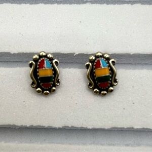 Arizona American Folk art post stone sterling earrings